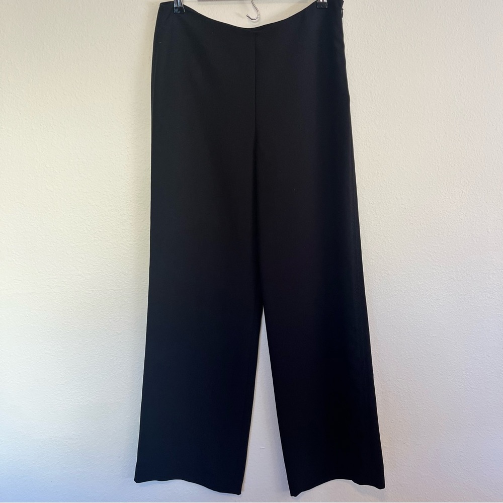 Vince Wide Leg Black Trousers Size 10 Side Zip Dress Pants Minimalist Workwear